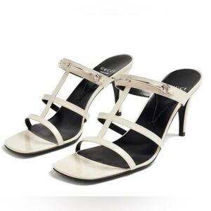Brand New Gucci Regent Horsebit White Heel Sandals